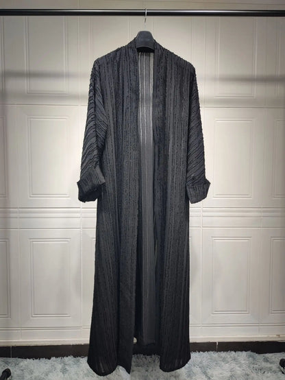 Uni Fashion Muslim Kimono Abaya Solid Striped Retro Ethnic Cardigan Robe Dubai Middle Eastern Saudi Arabia Eid Clothes 2025