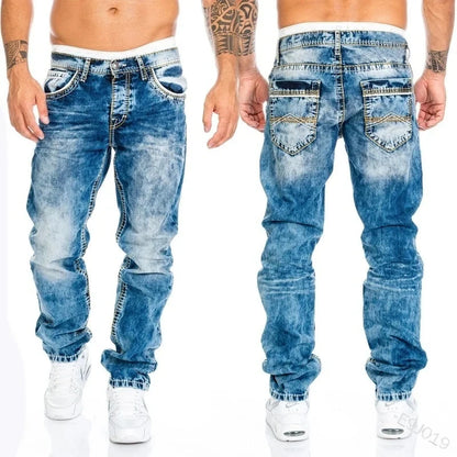 2024 NEW Mens Jeans Brands Straight Stretch Slim Jean Homme Pantalones Hombre Casual Pants Denim Trousers Baggy Jeans Black Blue.