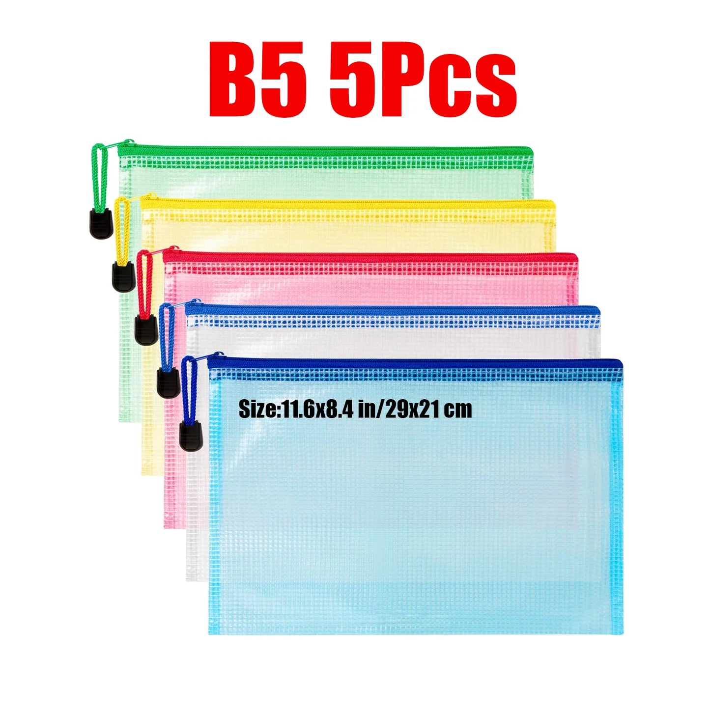 Zipper Documents Bag A4/A5 Plastic Folders A3 Transparent Waterproo File Organize Storage Bag School Office Stationery Supplies