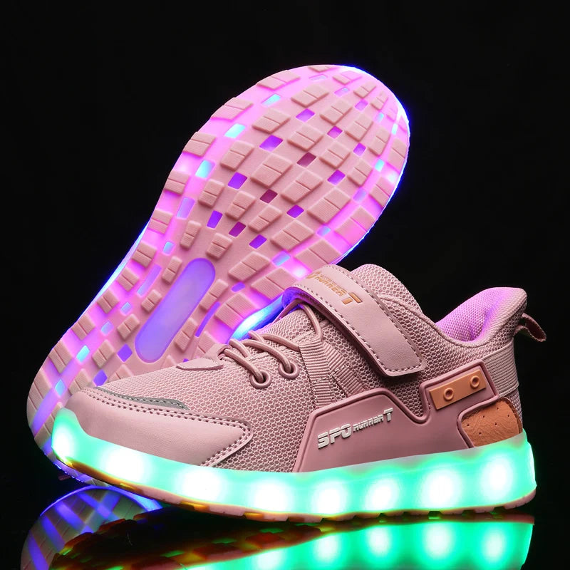 Children's Casual Shoes LED USB Charging Luminous Glowing Sneakers for Boys Girls Led Sneakers with Luminous Sole Lighted Shoe C.