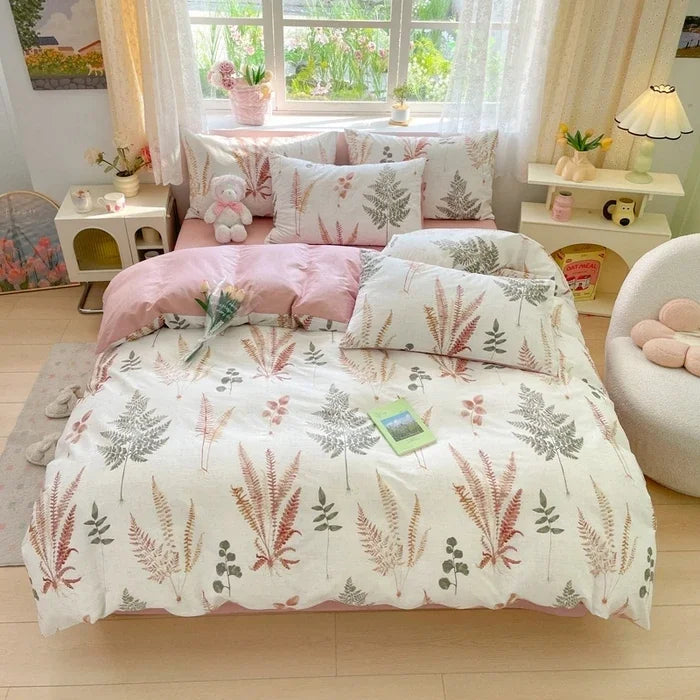 2025 new Cotton Duvet Cover Set with 2 Pillowcases 1 bed sheet - Elegant & Breathable Bedding Set,Fade-Resistant, Multiple Sizes