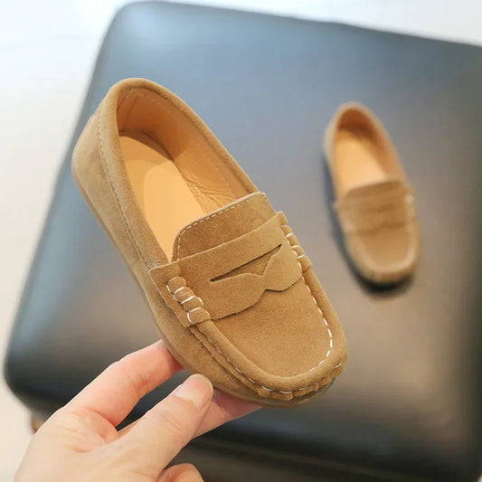 Boy Leather Shoe Fashion Solid Color Versatile Kids School Causal Single Shoes Breathable Non-slip Children Slip-on Flat Loafers.