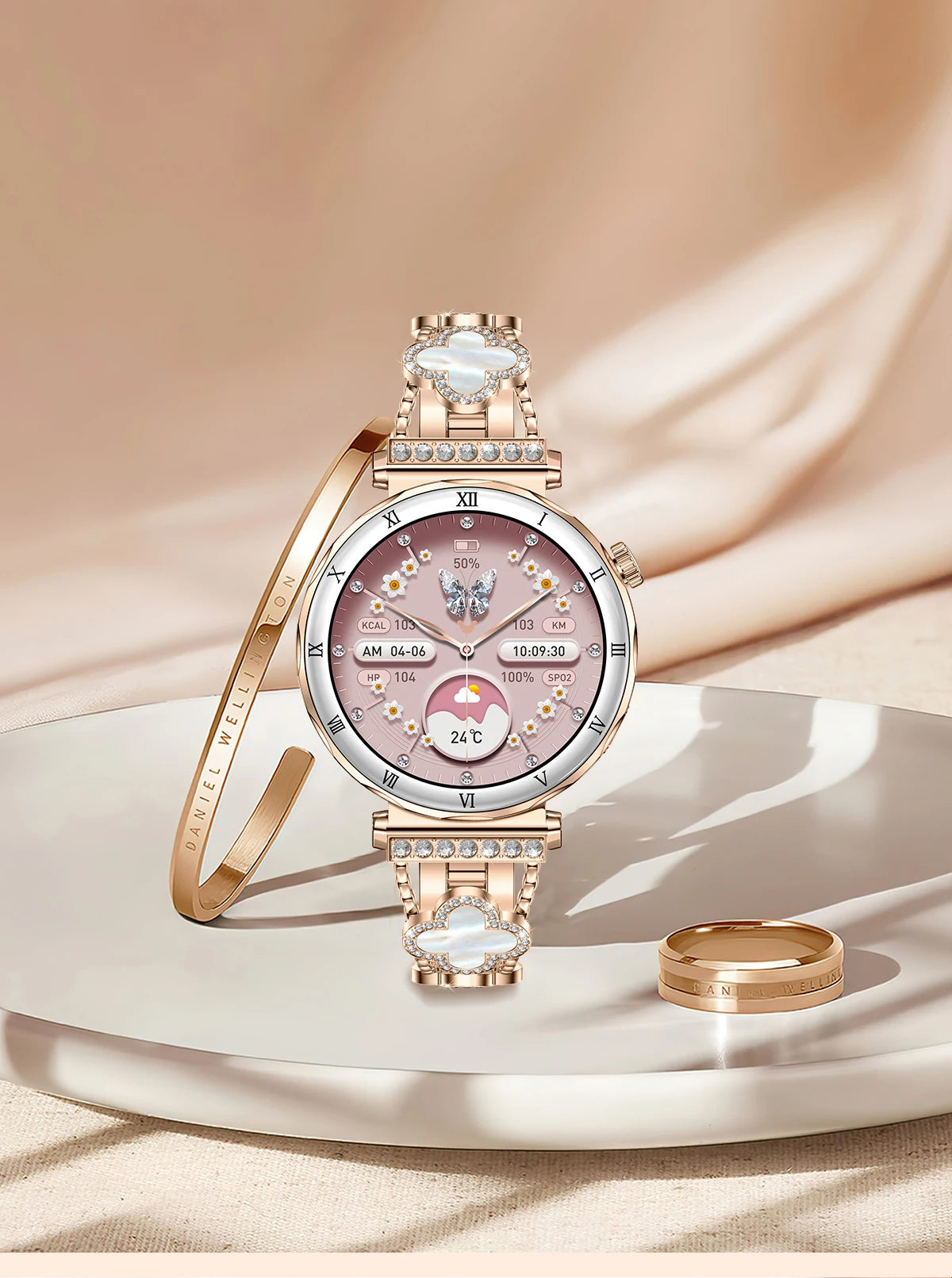 LIGE Luxury 1.19” AMOLED Screen Smart Watch Women Health Monitor Women's Wristwatch Bluetooth Call Waterproof Ladies Smartwatch