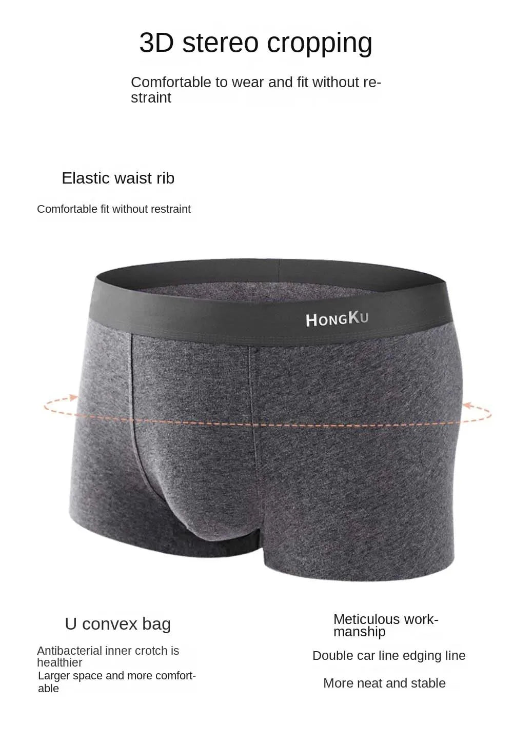 4/6/10 PCS Herren-Unterwäsche, Slips, Herren-Boxershorts, weiche schwarze Boxershorts, Milchseide, große Herren-Höschen, 3D-Beutel-Shorts