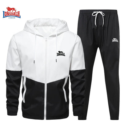 Spring and Autumn Men's Embroidered Hooded Sports and Leisure Set New Fashion Jacket and Pants 2-piece Hip Hop Sports Set.