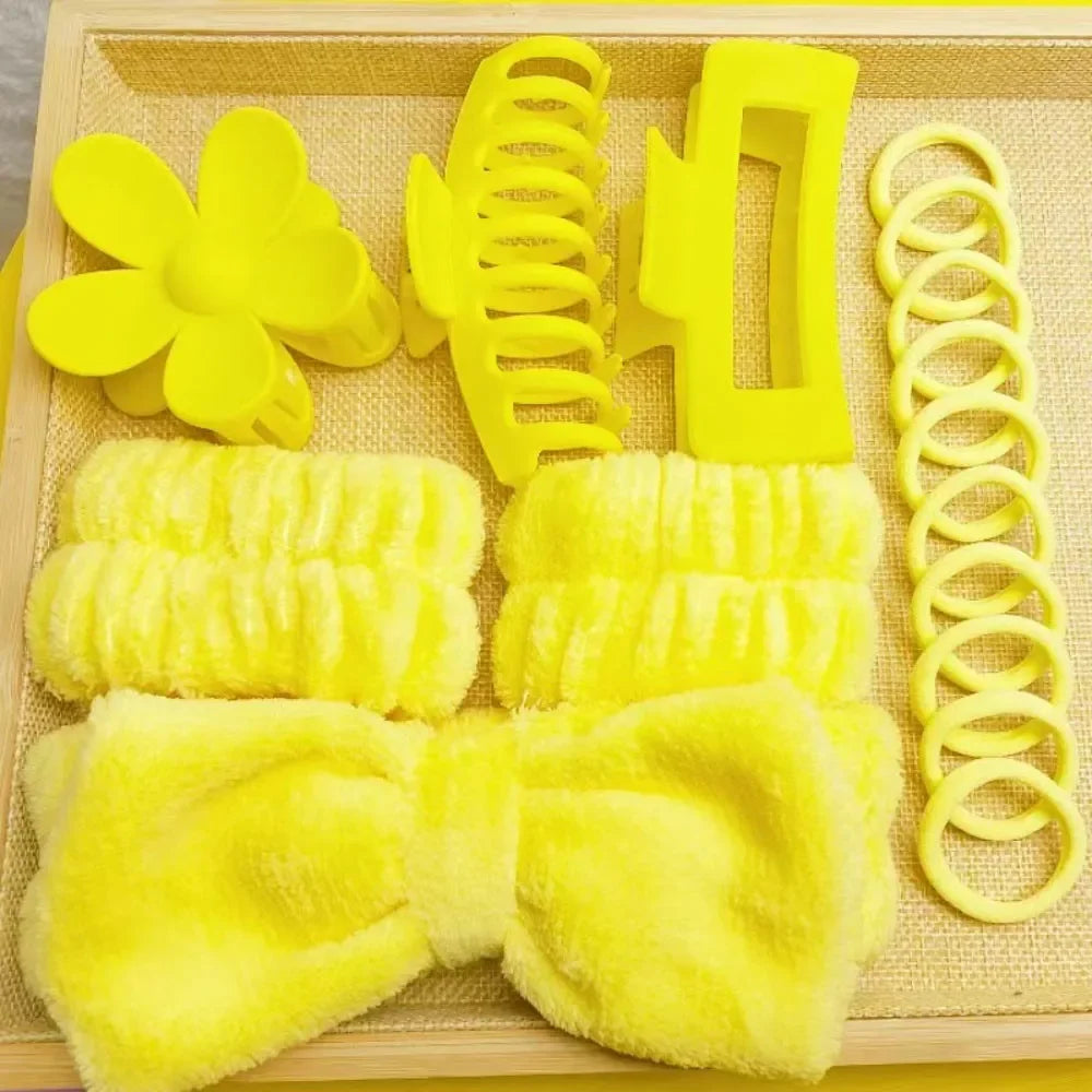 16-Piece Hair Band Set - Colorful Matte Elastic Headbands with Bow, Non-Slip Wash Face Bands for Women & Girls.