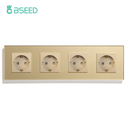 BSEED EU Standard Einzigen Steckdose Doppel Glas Steckdosen Triple Steckdosen Steckdose Für Home Office Schlafzimmer 16A.