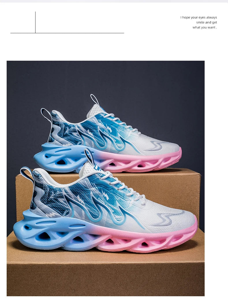 Men Running Shoes Mesh Breathable Flat Cushioning Soft Comfortable Sneakers Outdoor Gym Trendy Casual Jogging Shoes for Men