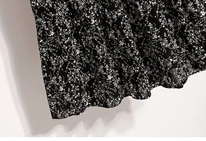 Zjaiss Autumn 2025 Floral Pleated A- Line Skirt Vintage Draped Elegant Chinese Style Women's Half-length Skirts With Lining