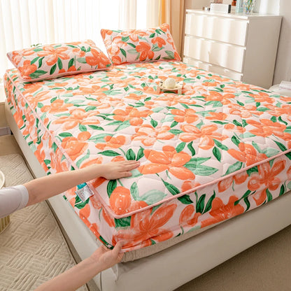 Waterproof Mattress Cover Cartoon Style Bed Covers Quilted Fitted Sheet постельное белье Thickened Bedspread(No Pillowcase)