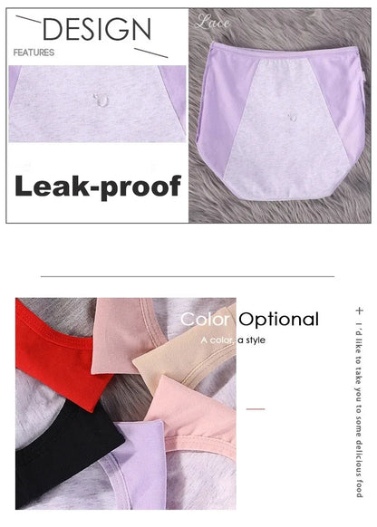 2pcs Girl Menstrual Panties Women's Physiological Briefs Ladies Period Leak Proof Panty High Waist Cotton Underwear.