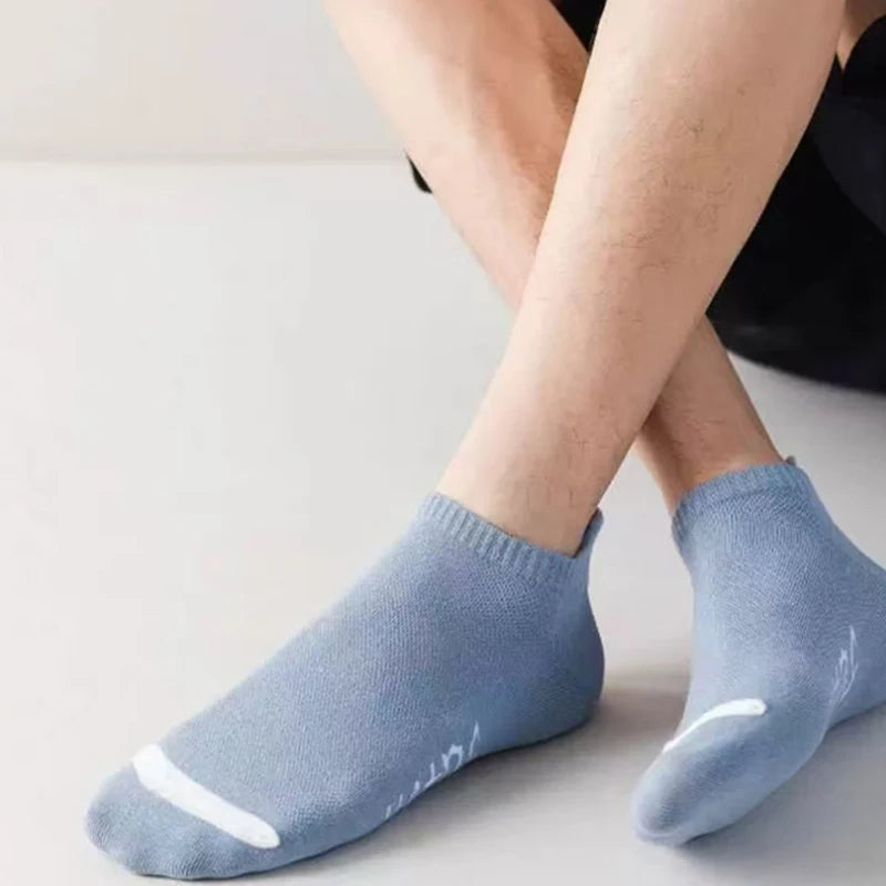 5 Pairs Men Bright Colored Ankle Socks Breathability Fashionable Casual Street Style Deodorizing Invisible Travel Running Socks.