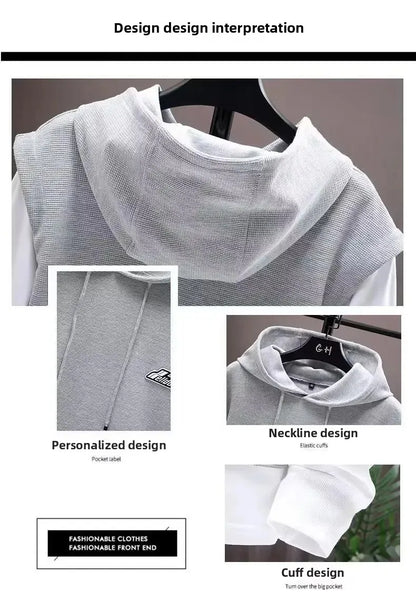 Men's Hoodie Long Sleeve Sportswear Set Casual Print Color Block Two-Piece Spring Autumn Fashionable Sweatshirt And Pants.