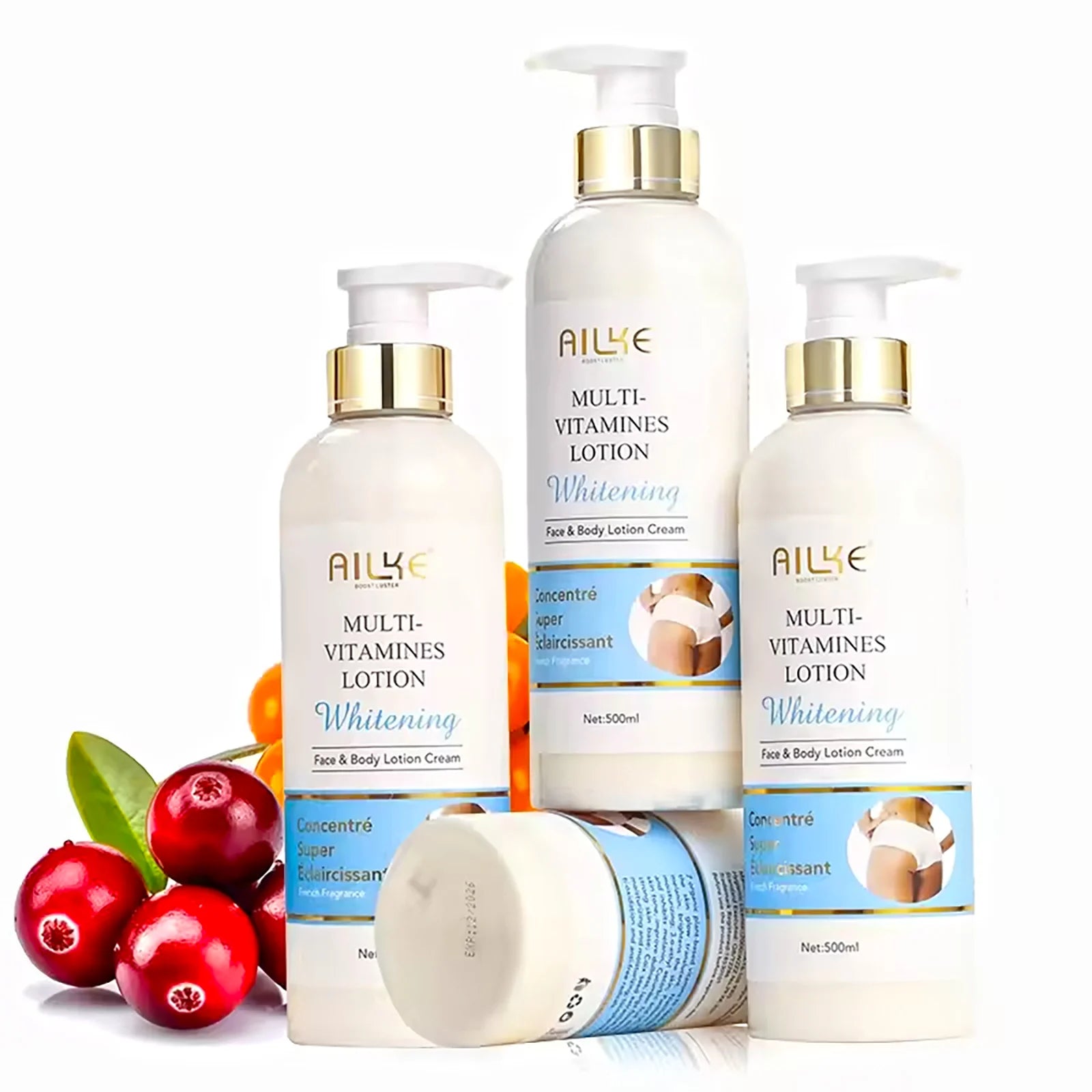 AILKE Natural Multi-Vitamin Lightening Skin Care Kit, Moisturize, Even Toning, Remove Dark and White Spots, Clean & Smooth Skin.