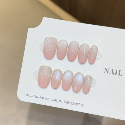 10Pcs Short Oval Handmade Press on Nails Cat Eye Fake Nails Simple False Nails Full Cover Nail Tips 네일팁 Накладные Ногти Uñas.