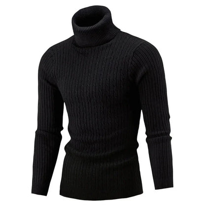 2025 Men's Warm Sweater Long Sleeve Turtleneck Sweater Retro Knitted  Pullover Sweaters