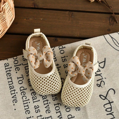 Children Girls Mesh Sandals Baby Summer Toddlers Fashion First Walker Shoes Causal Bowknot Sweet Kids Soft Sandals Breathable.