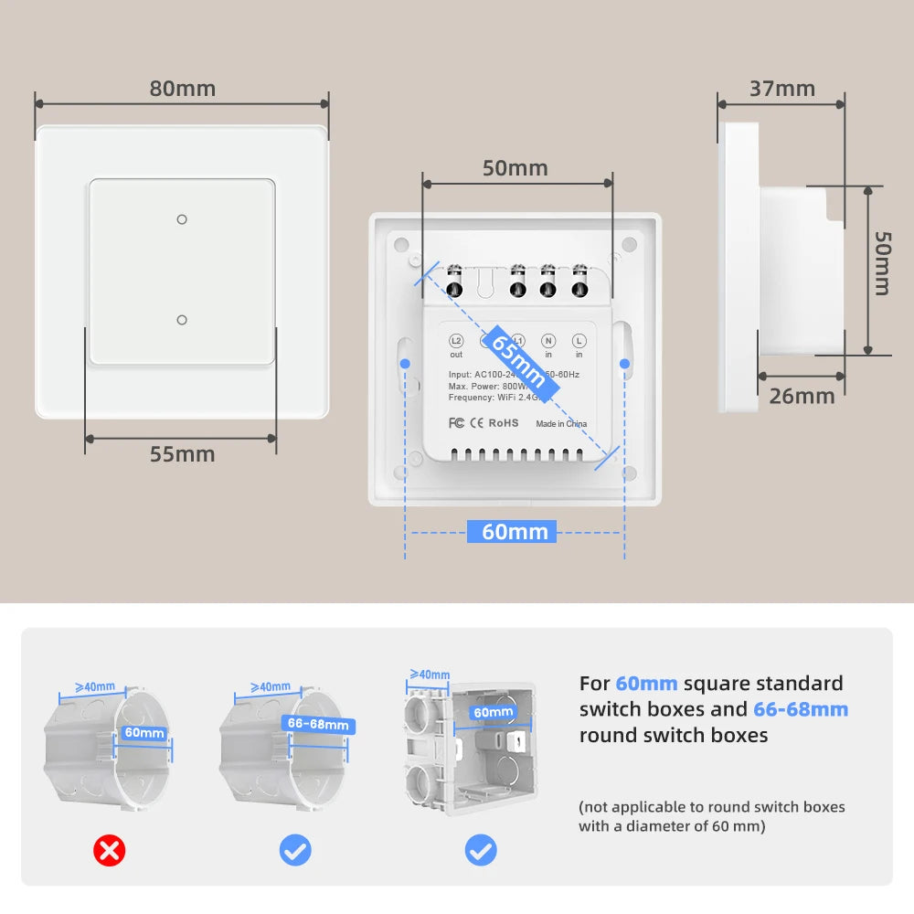 AVATTO Tuya WiFi Smart Licht Schalter Motorisierte Jalousien Shutter Vorhang Schalter Touch Glas Schalter Funktioniert Mit Alexa Google Hause.