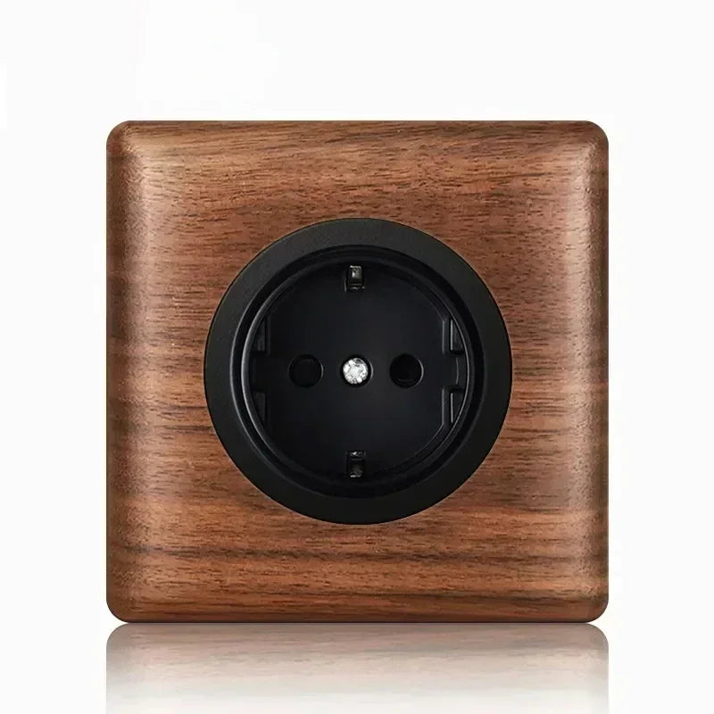 Europäische Vintage Wand leuchte Steckdose eu ru fr Standardsc halter Antik Home Massivholz Messing Kippschalter platine, 86x86mm.