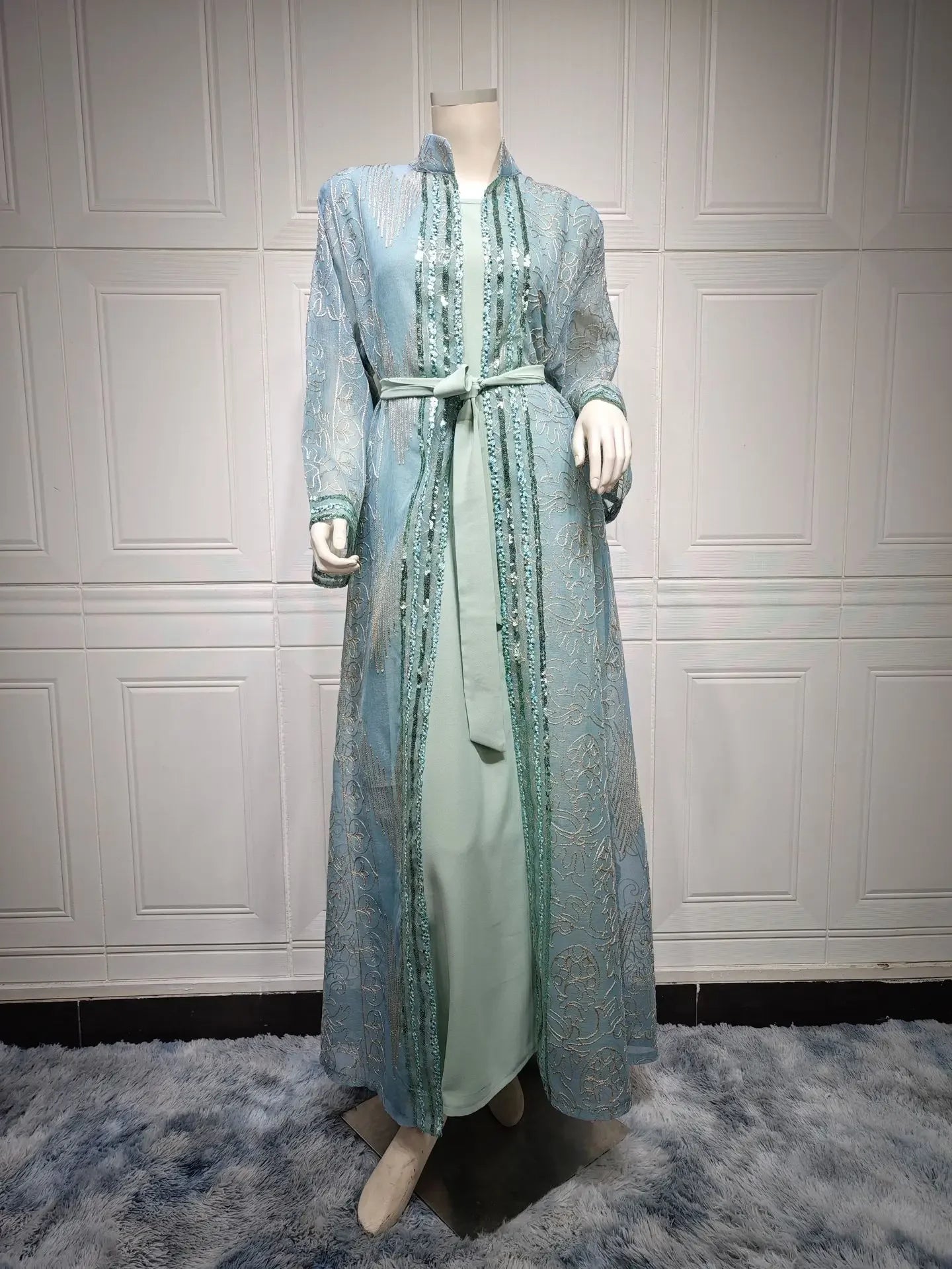 UNI Muslim Abaya Indische Anarkali Anzüge für Frau Dubai Tägliche Party Kleid Mode Langarm Gürtel Kleidung Muslimischen Robe