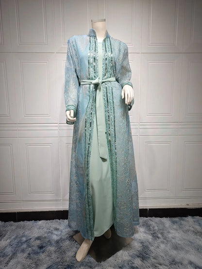 UNI Muslim Abaya Indische Anarkali Anzüge für Frau Dubai Tägliche Party Kleid Mode Langarm Gürtel Kleidung Muslimischen Robe