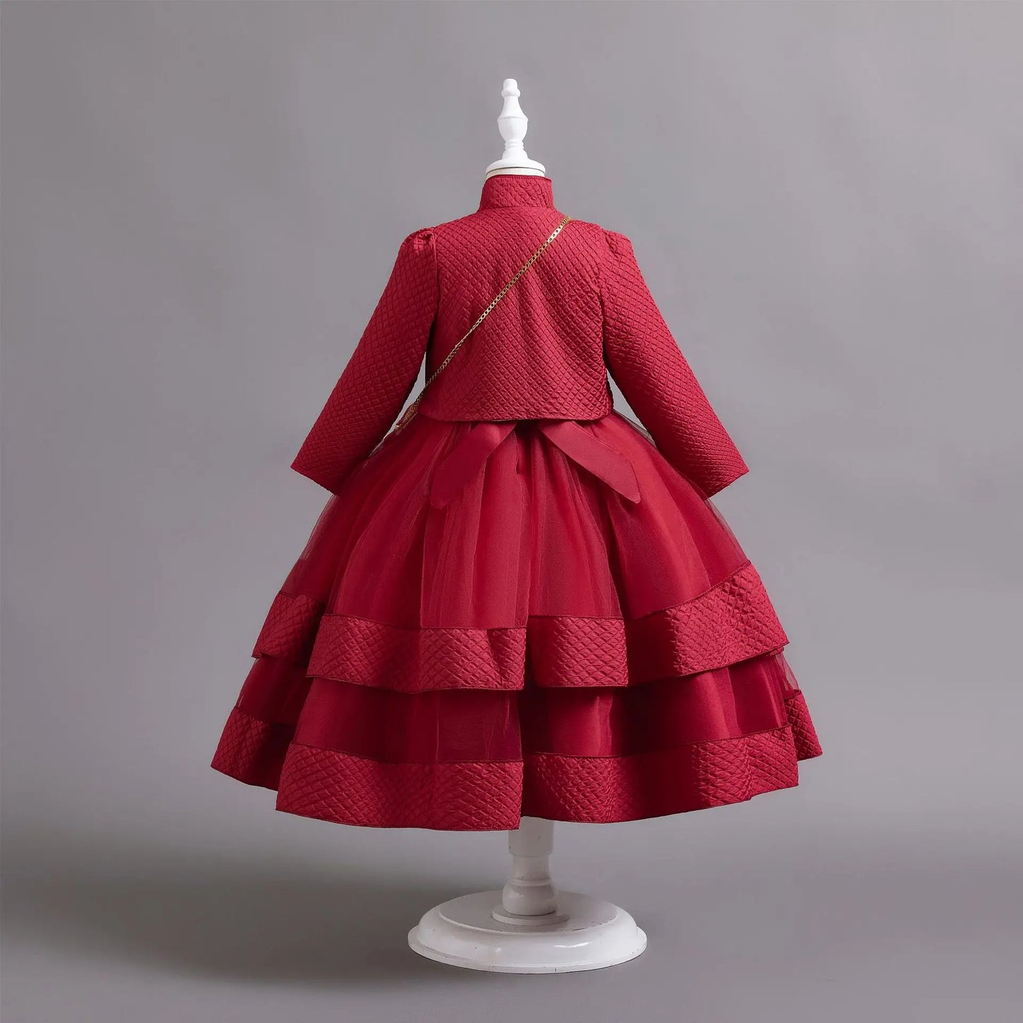 Neues Herbst/Winter Langarm-Partykleid, elegantes Mädchen-Stickerei, Weihnachts-Performance-Kleid, Geschenktüte für Kinder im Alter von 3–11 Jahren.