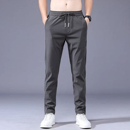 New Spring Summer Men's Casual Pants Slim Pant Straight Thin Trousers Male Fashion Stretch Khaki Jogging 28-38
