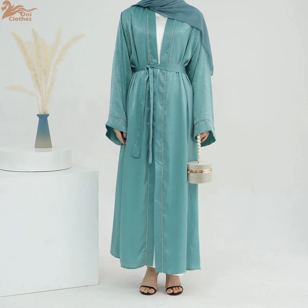 Ramadan Women's Galabiyas Solid Open Kaftan Dubai Abaya Dress Turkey Kimono Long Cardigan Fashion Muslim Islamic Clothing.