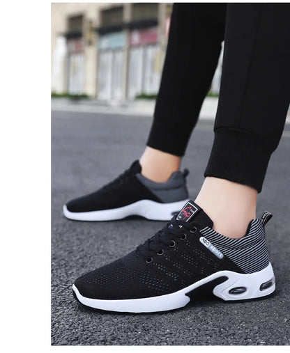 2025 New Men Sneakers Breathable Lace-Up Running Shoes Men Outdoor Walking Shoe Mesh Flying Woven Anti Slip Sports Shoes for Men