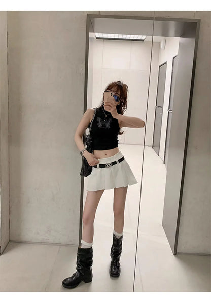 Pleated Buckle Knight Boots for Women Autumn Brown PU Leather Mid Calf Boots Woman Slip-On Thick Heel Riding Botas Mujer 2024.