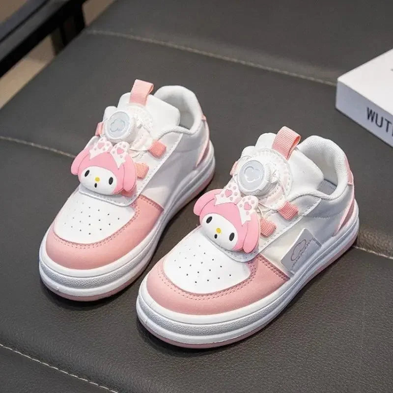 Children's Cute Melody Casual Board Shoes Girl's Cartoon Sneakers Spring and Autumn New Kawaii Kuromi Anti Slip Soft Sole Shoes.