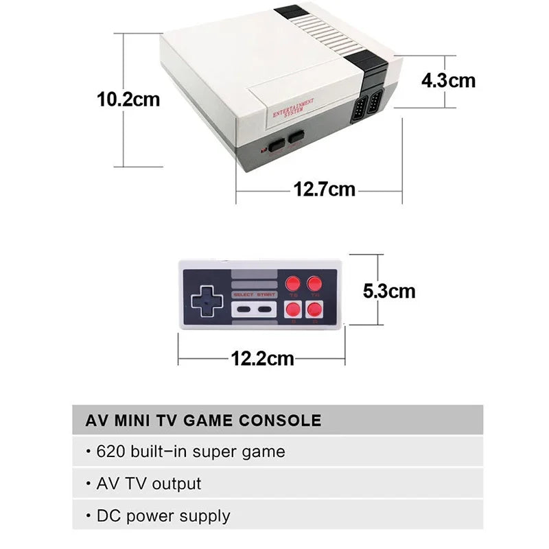 Retro Game Console Classic Mini Video Game System Built-in 620 AV Games 8-Bit FC Nes TV Console for Adults and Kids Gift.