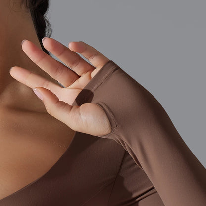 Yoga Long Sleeve Slim Sexy Breathable Quick Drying Sport Brassiere Gym Push Up Shockproof High Intensity Pilates Clothes Women.