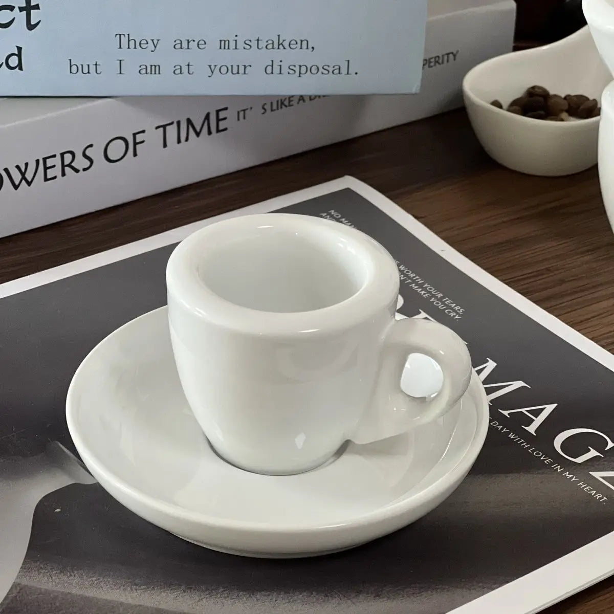 60ml White Espresso Italian Coffee Concentration Cup 9mm Thickened Cup Wall Cup Saucer Ceramic Coffee Cups Set Competition Cup.