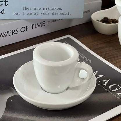 60ml White Espresso Italian Coffee Concentration Cup 9mm Thickened Cup Wall Cup Saucer Ceramic Coffee Cups Set Competition Cup.