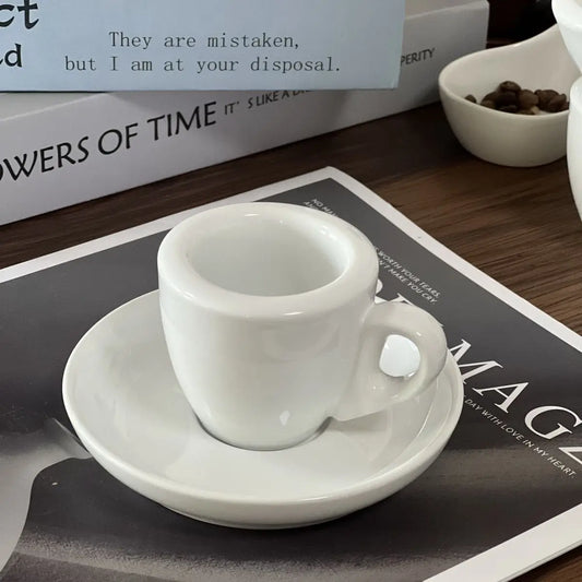 60ml White Espresso Italian Coffee Concentration Cup 9mm Thickened Cup Wall Cup Saucer Ceramic Coffee Cups Set Competition Cup.