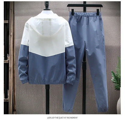 New Men's Sportswear Set Casual Loose Fit Sweatpants with Drawstring Two-Piece Korean Style Autumn Collection.