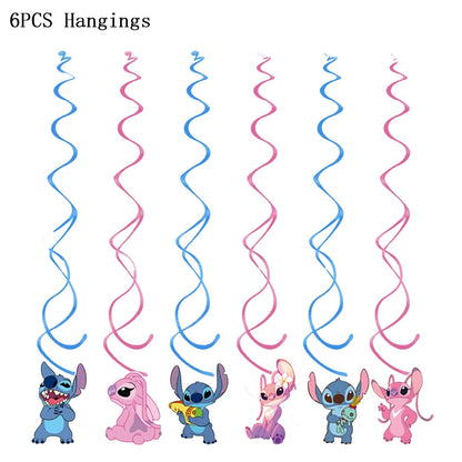 Disney Lilo Stitch Geburtstag Party Dekoration Kinder Stitch Thema Geschirr Set Engel Luftballons Happy Banner Zubehör für Mädchen zugunsten