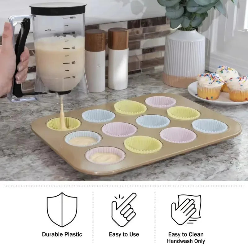 Cupcake Batter Dispenser - Designed for Easy Pouring - Non-Stick And Space-Efficient Ideal for Making Waffles Cakes and Pancakes.