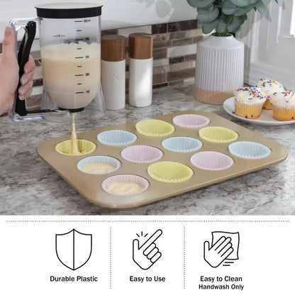 Cupcake Batter Dispenser - Designed for Easy Pouring - Non-Stick And Space-Efficient Ideal for Making Waffles Cakes and Pancakes.