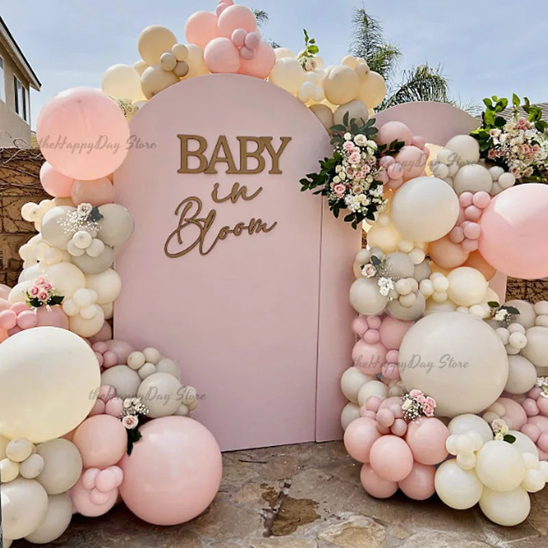 1Set Boho Dusty Pink Ballon Bogen Girlande Kit Neutral Rosa Weiß Sand Elfenbein Ballons für Mädchen Baby Dusche Geburtstag Hochzeit Deco.