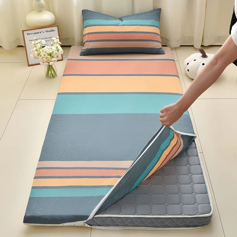 WOSTAR Geometric printed mattress protector cover with zipper fully enclosed single bed sheet pure cotton protection pad 90x190.