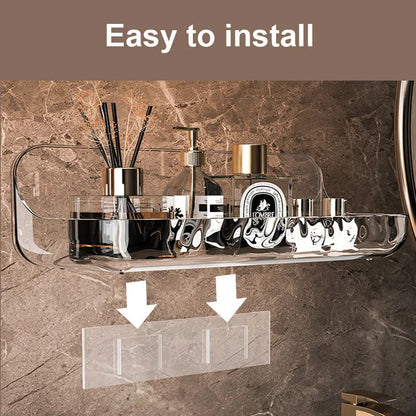Acryli Badezimmerregal ohne Bohrer, Organizer für Dusche, Aufbewahrungsregal, Waschtisch, Kosmetik, Aufbewahrungsregal, Wandmontage, Toiletten- und Shampoo-Halter