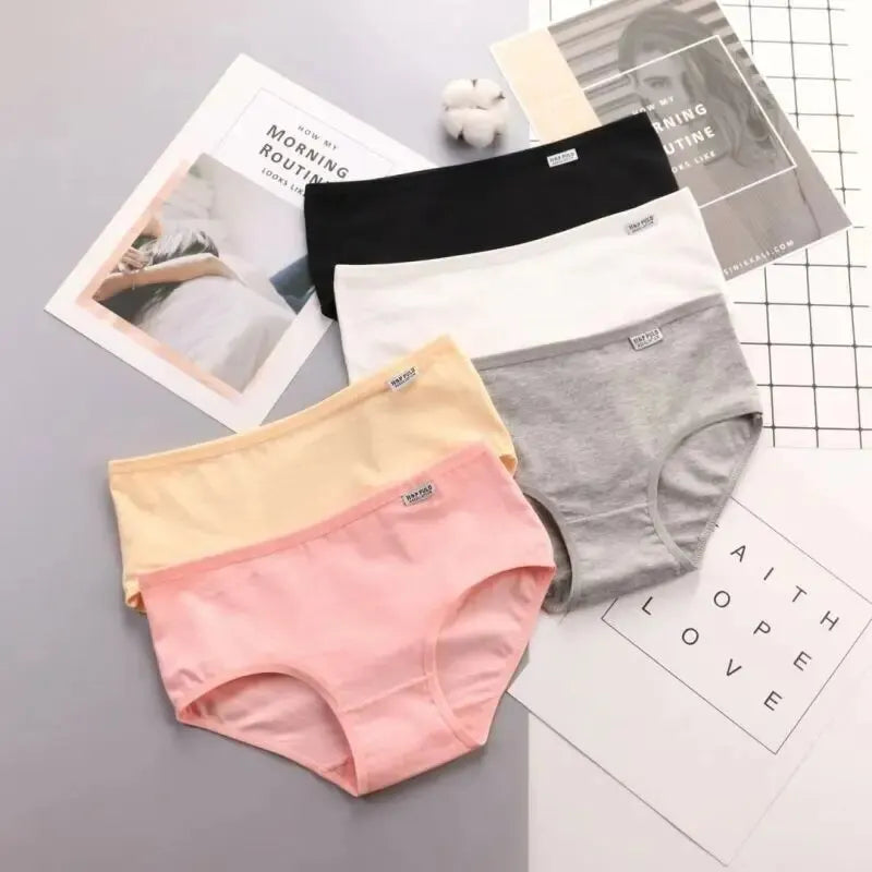 7Pcs/Lot Women's Panties Cotton Plus Size Underwear Girls Briefs Breathable Solid Color Panty Underpant Female Lingerie M-4XL.