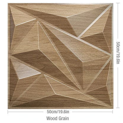 12pcs 50x50cm Stiker dinding 3d, dekorasi rumah panel dinding 3d, non-self-adhesive Kayu ukir berlian geometris potongan seni 3d
