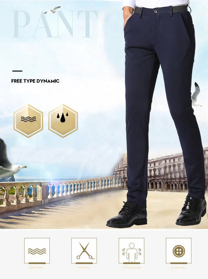 Men's Summer Fashion Business Casual Long Pants Suit Pants Male Elastic Straight Formal Trousers Plus Big Size 28-40.