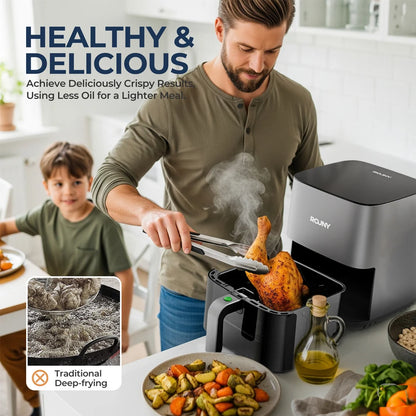 5L Air Fryer, Electric Hot fryer Oven Oilless Cooker with Touch Control & Nonstick Basket & Visible Window, Family Size.