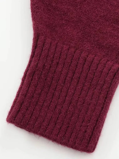 TRZA-Damen Soft Touch Übergroßer Strickpullover, O-Ausschnitt, lange Ärmel, weibliche Pullover, schicke Tops, Mode.