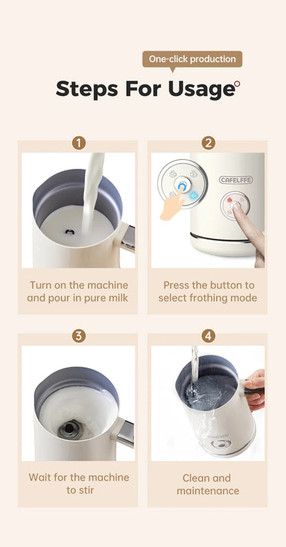 Cafelffe 4in1 Electric Milk Frother Frothing Foamer Chocolate Mixer Cold/Hot Latte Cappuccino Automatic foam milk heater Warmer.