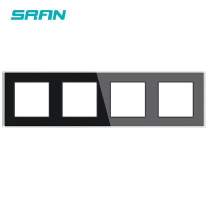 SRAN F6 Serie mehrere Rahmen schwarze Panel aus gehärtetem Glas, EU FR UN-Steckdosen und Schalter Dimmer-Lüfter-Fußlampe Rj45 RJ11Module DIY